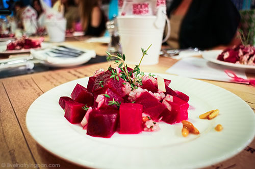 Beetroot with marinated onions and pine nuts and thyme - Dima Sharif at Book Munch Cafe